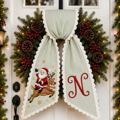 Personalized Santa Christmas Wreath Sash Decor