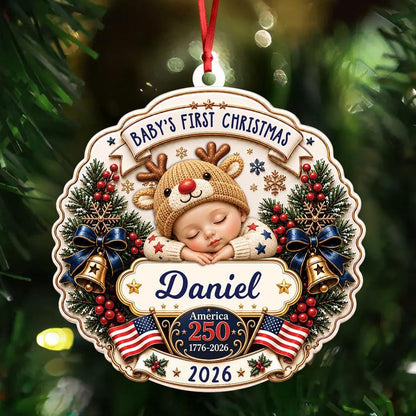 Personalized Baby First Christmas Ornament, Custom Baby Name Keepsake