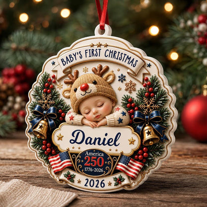 Personalized Baby First Christmas Ornament, Custom Baby Name Keepsake