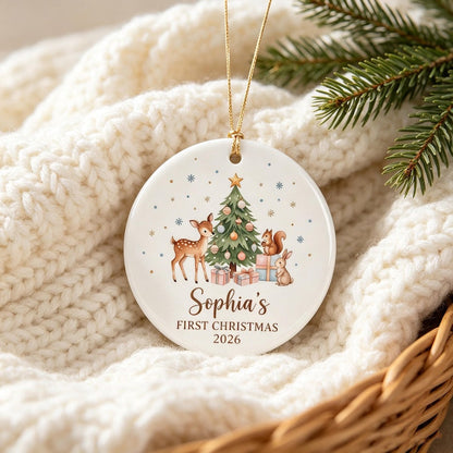 Babys First Christmas Ornament Ceramic, Personalized Baby's First Christmas Ornament Girl