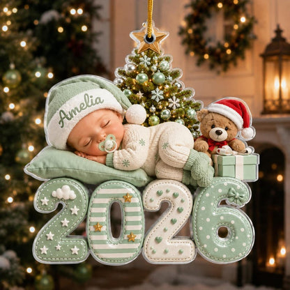 Personalized Baby's First Christmas Acrylic Ornament, Custom Baby Name 2026 Ornament