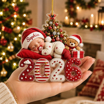 Personalized Baby's First Christmas Acrylic Ornament, Custom Baby Name 2026 Ornament