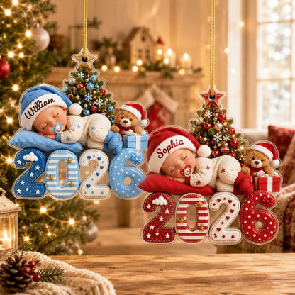 Personalized Baby's First Christmas Acrylic Ornament, Custom Baby Name 2026 Ornament