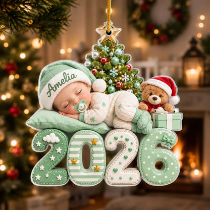 Personalized Baby's First Christmas Acrylic Ornament, Custom Baby Name 2026 Ornament