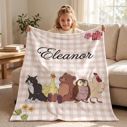 Personalized Forest Animal Blanket, Custom Baby Name Blanket