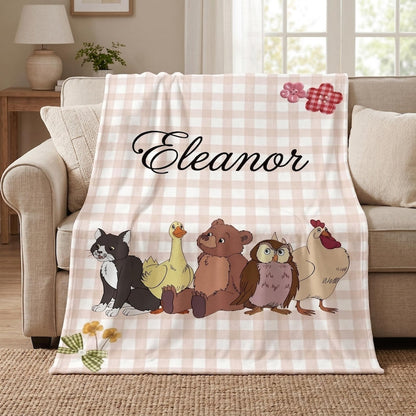 Personalized Forest Animal Blanket, Custom Baby Name Blanket