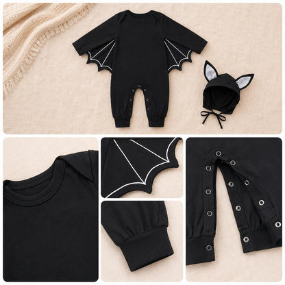 Personalized Baby Bat Costume, Embroidered Halloween Romper