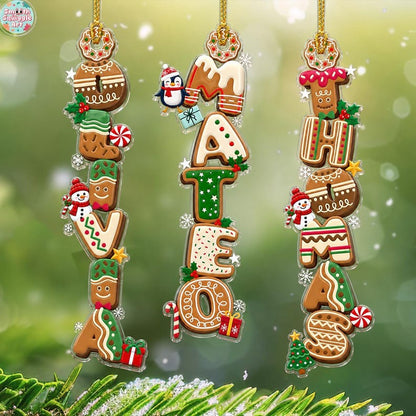 Custom Gingerbread Letter Name Ornament, Personalized Kids Christmas Alphabet Name Tag Stocking
