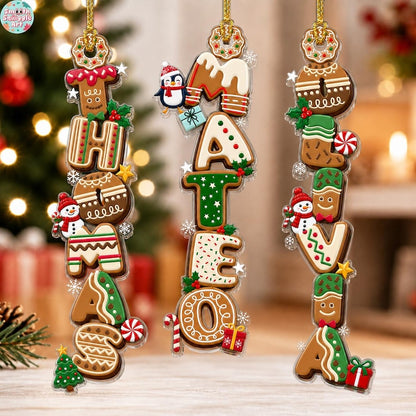 Custom Gingerbread Letter Name Ornament, Personalized Kids Christmas Alphabet Name Tag Stocking