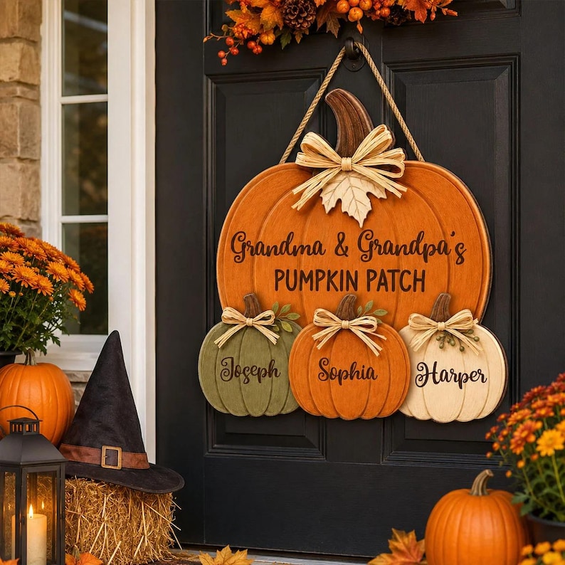 Personalized Pumpkin Patch Sign, Grandma & Grandpa Gift from Grandkids
