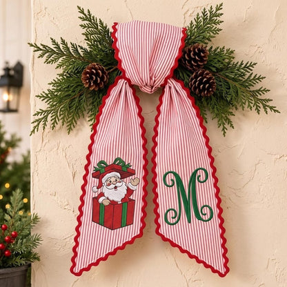 Custom Christmas Santa Giffbox Wreath Sash