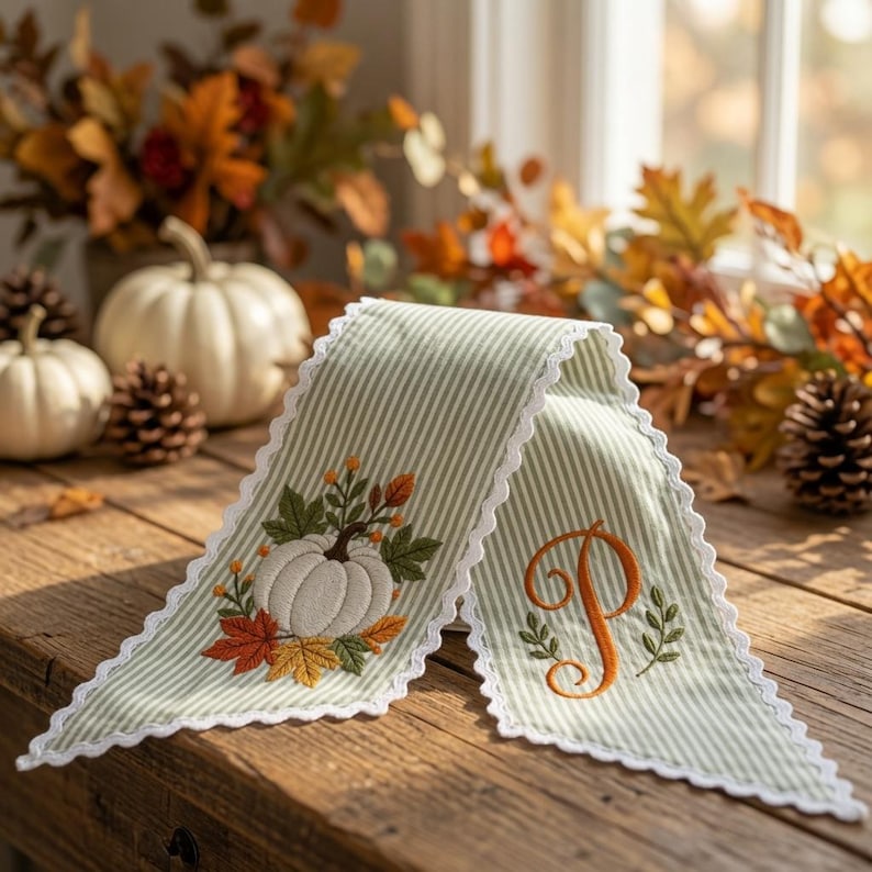 Personalized Pumpkin Wreath Sash -  Fall Monogram Gingham Door Bow