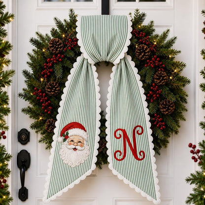 Personalized Santa Christmas Wreath Sash Decor