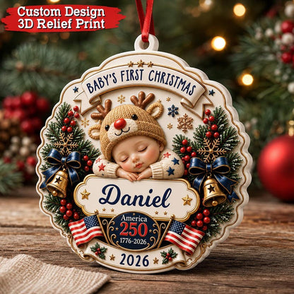 Personalized Baby First Christmas Ornament, Custom Baby Name Keepsake