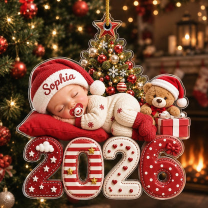 Personalized Baby's First Christmas Acrylic Ornament, Custom Baby Name 2026 Ornament