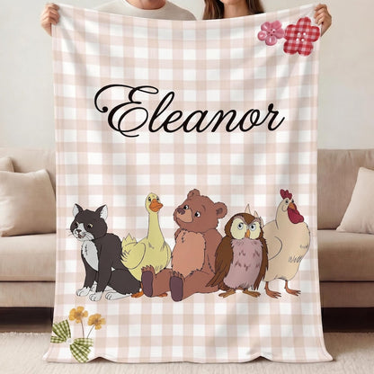 Personalized Forest Animal Blanket, Custom Baby Name Blanket