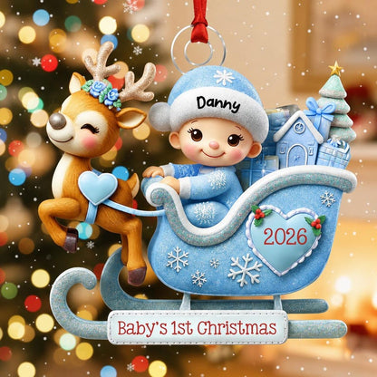 Personalized Baby's 1st Christmas Sleigh Ornament,Newborn Keepsake