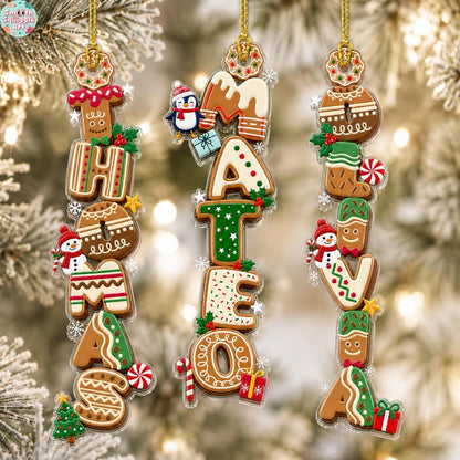 Custom Gingerbread Letter Name Ornament, Personalized Kids Christmas Alphabet Name Tag Stocking
