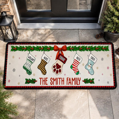 Custom Family Christmas Together Runner Rug, Personalized Holiday Kitchen Mat