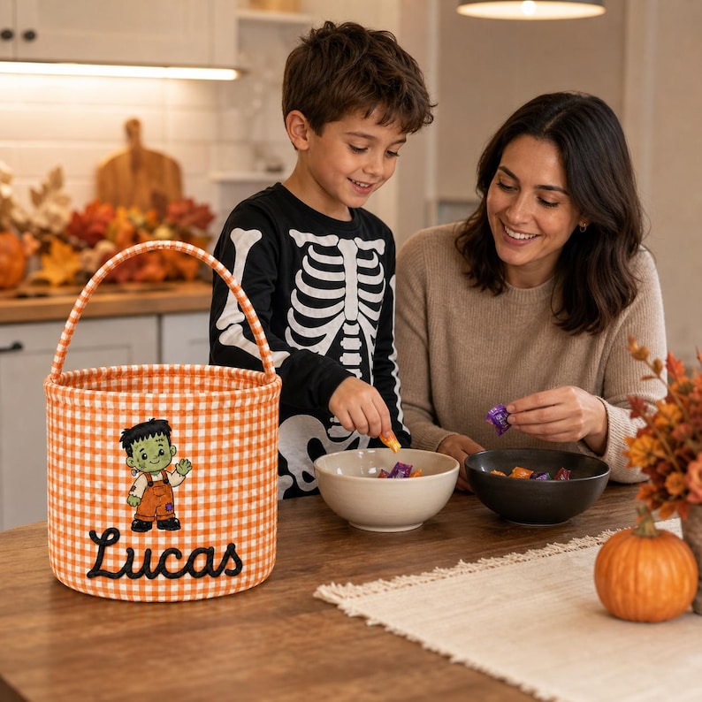 Personalized Halloween Basket for Kids, Custom Name Boo Basket