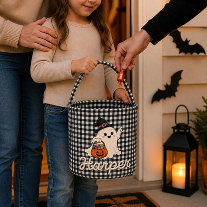 Personalized Halloween Basket for Kids, Custom Name Boo Basket