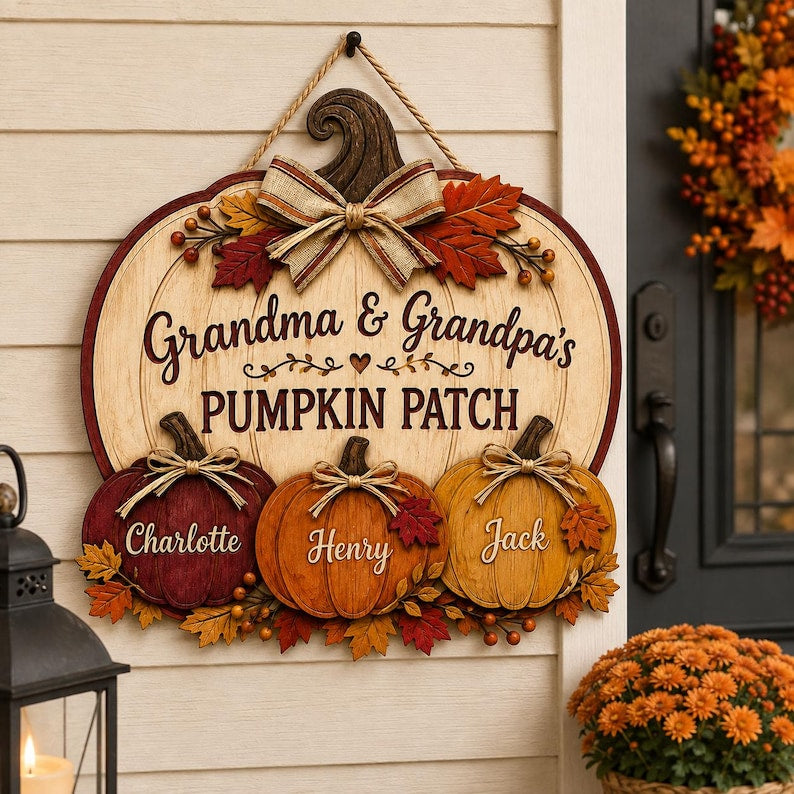 Personalized Pumpkin Patch Sign, Grandma & Grandpa Gift