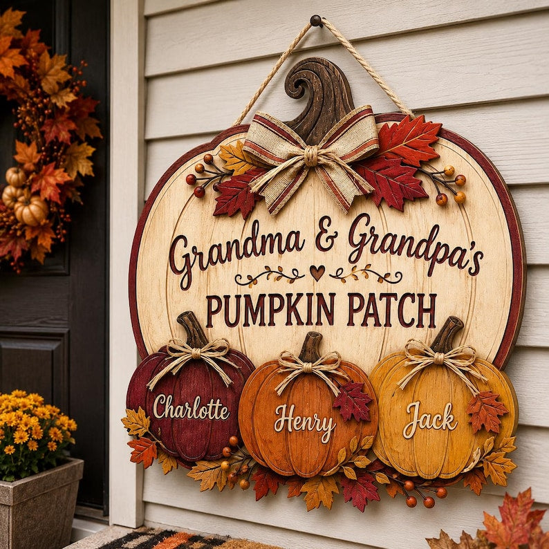 Personalized Pumpkin Patch Sign, Grandma & Grandpa Gift