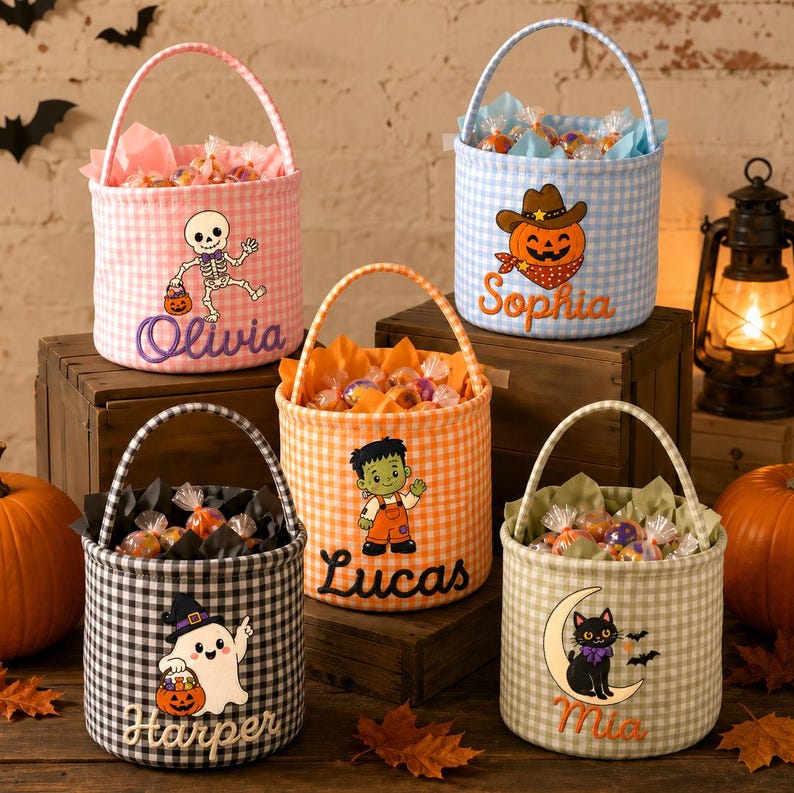 Personalized Halloween Basket for Kids, Custom Name Boo Basket