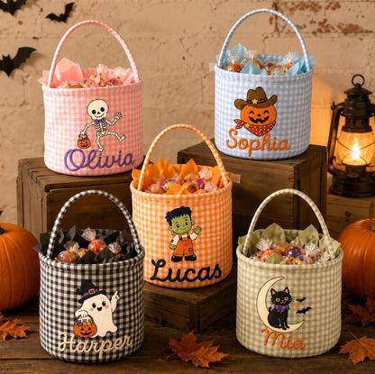 Personalized Halloween Basket for Kids, Custom Name Boo Basket