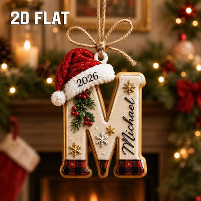 Personalized Gingerbread Letter 2D Flat Ornament, Custom Kids Name Ornament