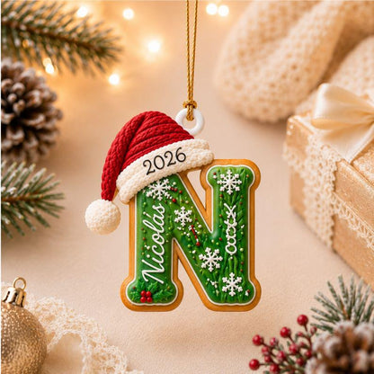 Personalized Gingerbread Letter 2D Flat Ornament, Custom Kids Name Ornament