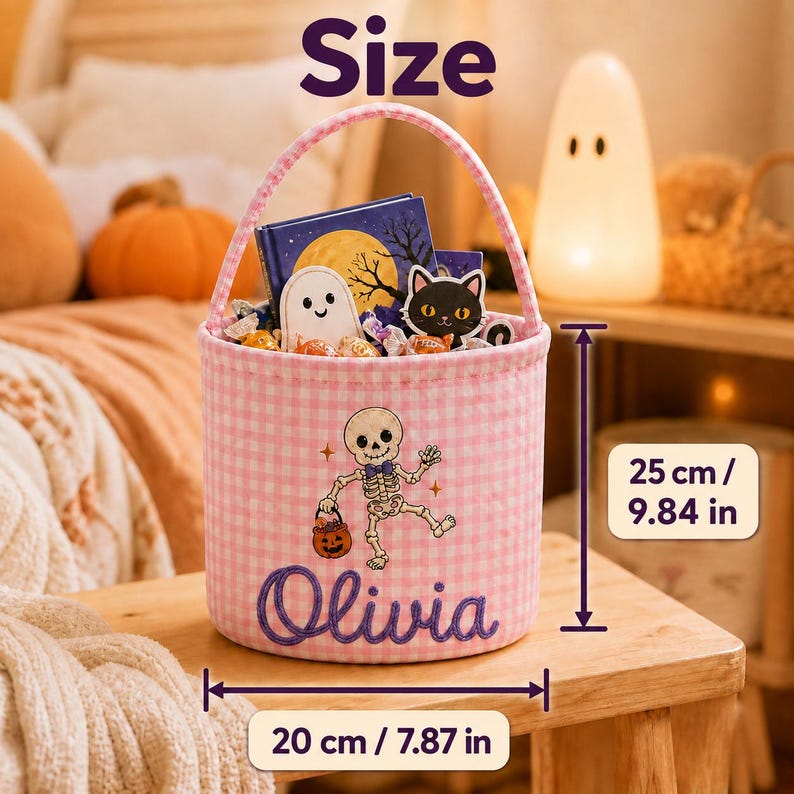 Personalized Halloween Basket for Kids, Custom Name Boo Basket