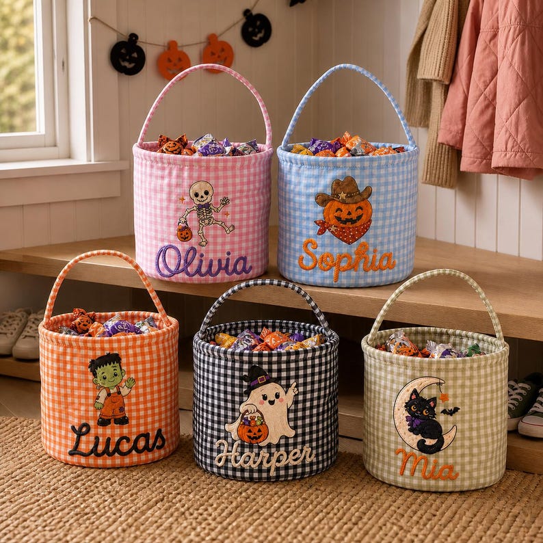 Personalized Halloween Basket for Kids, Custom Name Boo Basket