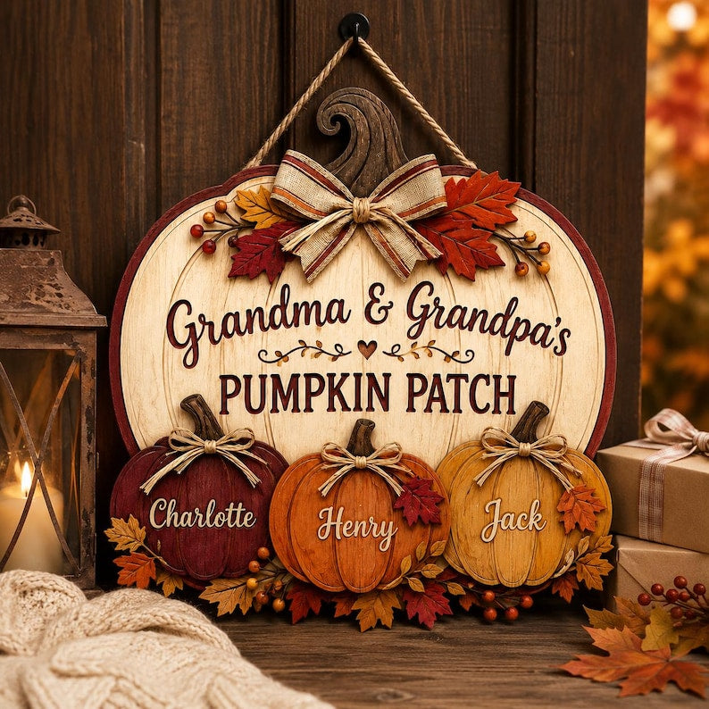 Personalized Pumpkin Patch Sign, Grandma & Grandpa Gift