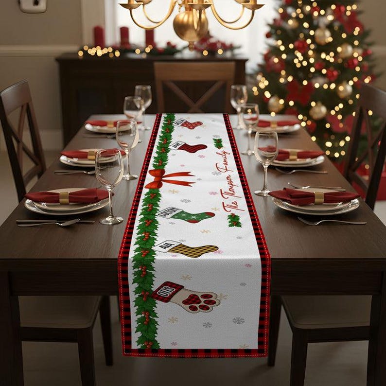 Custom Family Christmas Together Runner Rug, Personalized Holiday Kitchen Mat