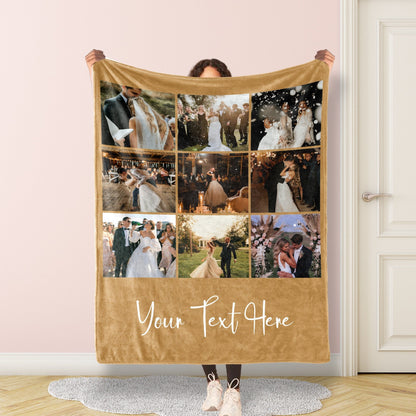 Picture Blanket With Text, Personalized Photo Blanket Collage, Family Blanket, Memorial Blanket