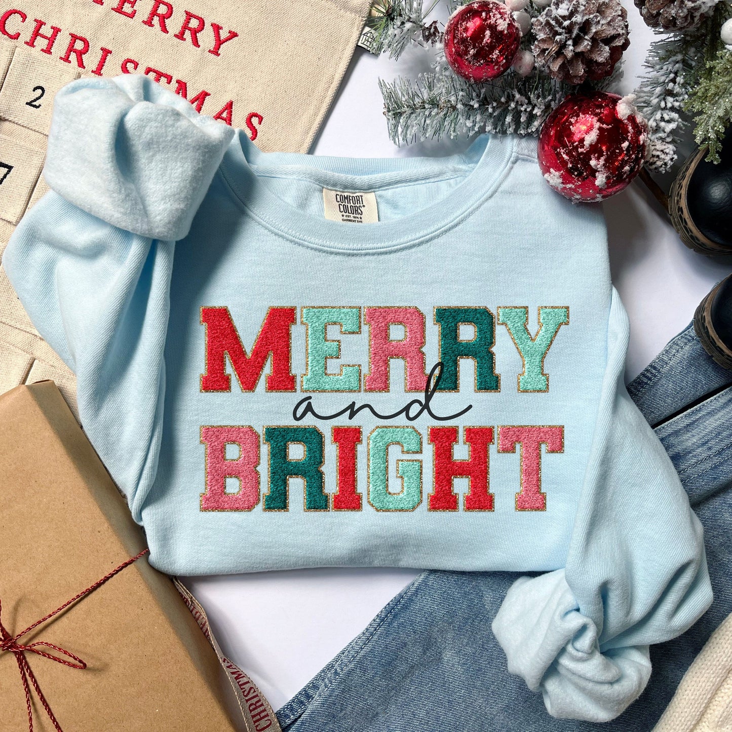 Merry and Bright Christmas Sweatshirt, Merry and Bright Sweatshirt,