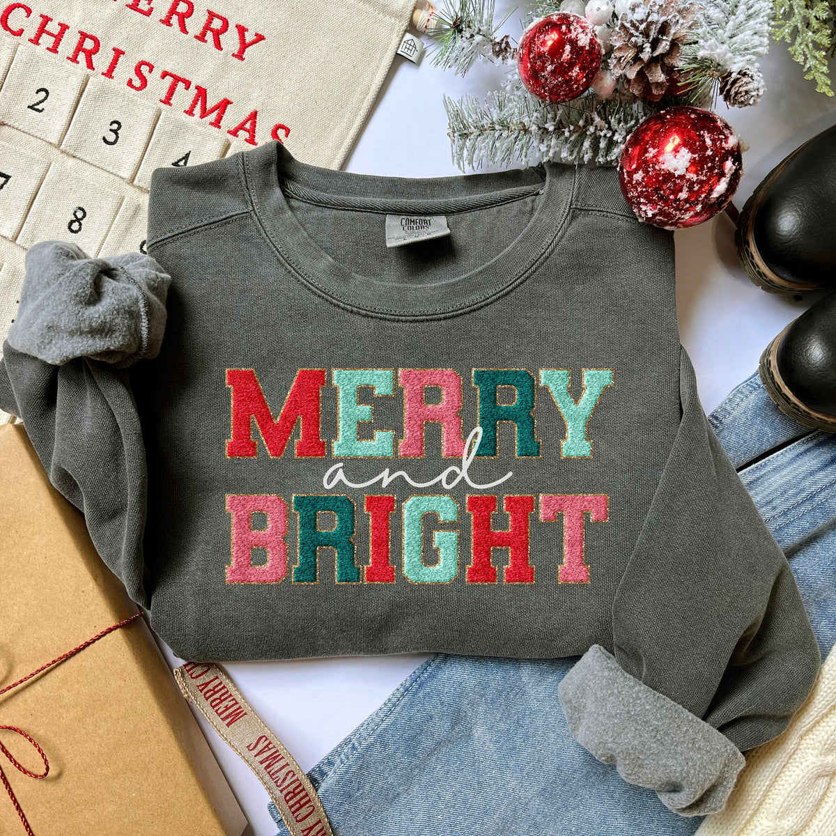 Merry and Bright Christmas Sweatshirt, Merry and Bright Sweatshirt,