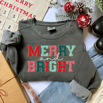 Merry and Bright Christmas Sweatshirt, Merry and Bright Sweatshirt,