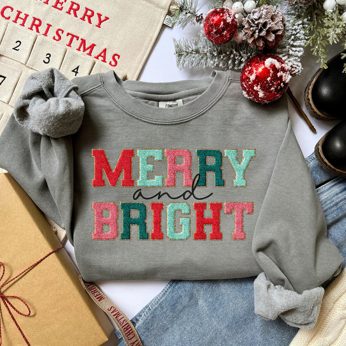 Merry and Bright Christmas Sweatshirt, Merry and Bright Sweatshirt,