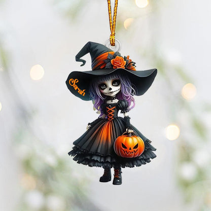 Little Witch Personalized Witch Custom Shaped Ornament, Tree Decor, Creepy Witchy Ornament for Wiccan