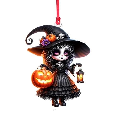 Little Witch Personalized Witch Custom Shaped Ornament, Tree Decor, Creepy Witchy Ornament for Wiccan