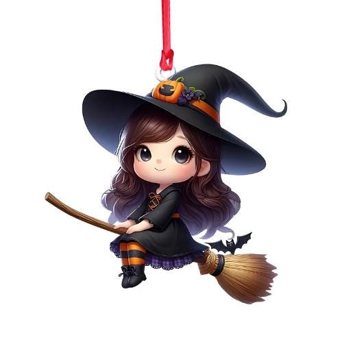 Little Witch Personalized Witch Custom Shaped Ornament, Tree Decor, Creepy Witchy Ornament for Wiccan