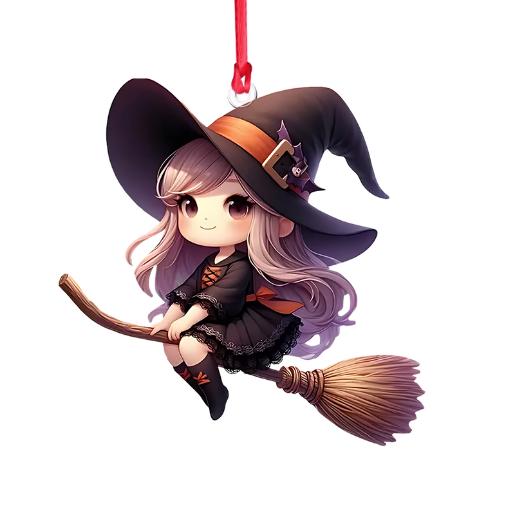 Little Witch Personalized Witch Custom Shaped Ornament, Tree Decor, Creepy Witchy Ornament for Wiccan