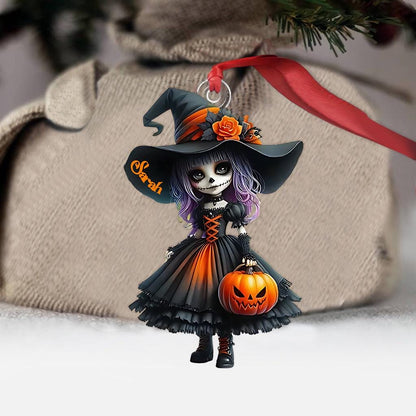 Little Witch Personalized Witch Custom Shaped Ornament, Tree Decor, Creepy Witchy Ornament for Wiccan
