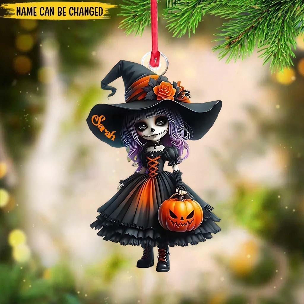Little Witch Personalized Witch Custom Shaped Ornament, Tree Decor, Creepy Witchy Ornament for Wiccan