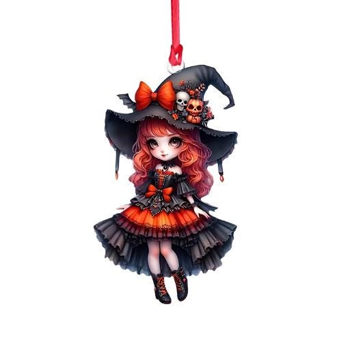 Little Witch Personalized Witch Custom Shaped Ornament, Tree Decor, Creepy Witchy Ornament for Wiccan