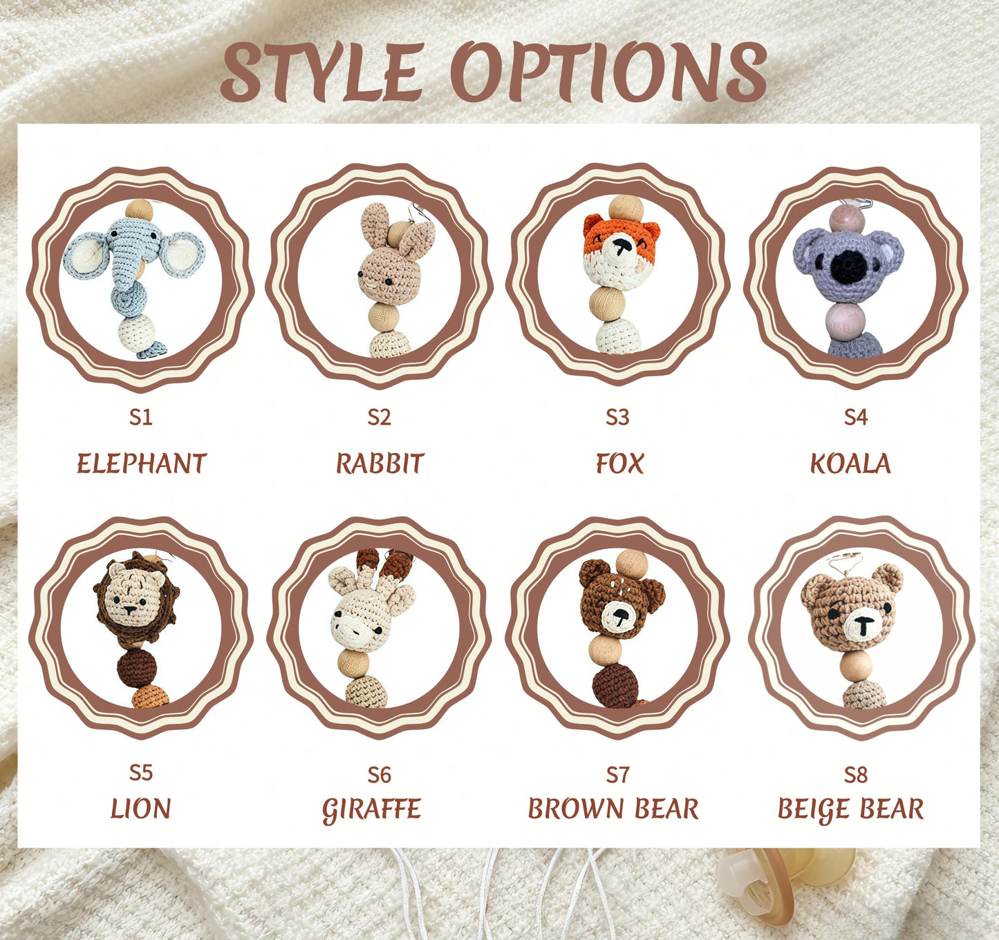 Personalized Crochet Baby Clip, Custom Baby Name Holder, Handmade Crochet Animal Accessory