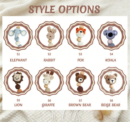 Personalized Crochet Baby Clip, Custom Baby Name Holder, Handmade Crochet Animal Accessory
