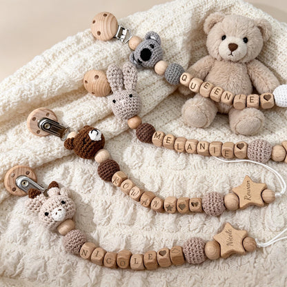 Personalized Crochet Baby Clip, Custom Baby Name Holder, Handmade Crochet Animal Accessory